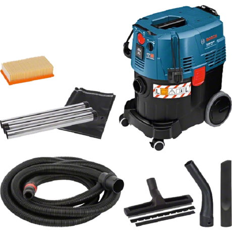 Aspirator universal Bosch Professional GAS 35 L AFC, 1200 W, Umed/uscat, 23 L/19.2 L, Duza rosturi, Set de duze pentru podea, Albastru, 06019C3200