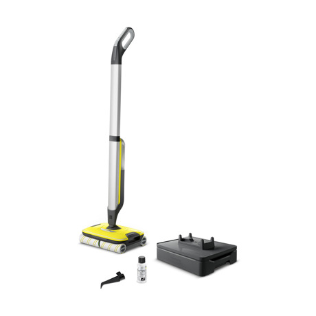 Mop electric Karcher FC 7 Cordless, 25.55 V, 400 ml (apa curata)/200 ml (apa murdara), Latime rola 30 cm, Autonomie 45 minute (max.), Statie de parcare/curatare, Negru/galben, 10557300