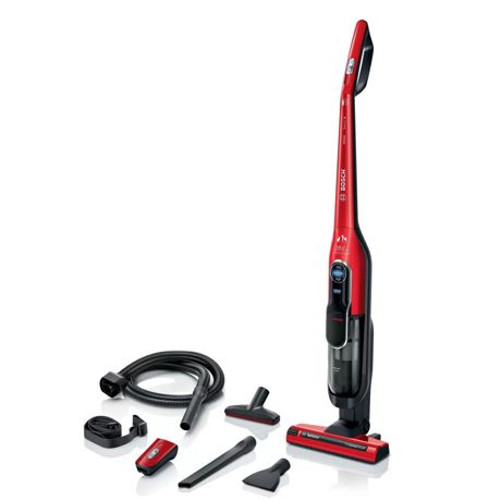 Aspirator vertical Bosch Athlet ProAnimal 28Vmax BCH86PET1, Acumulator de 25.2V, 3 trepte de putere, Autonomie 60 min. (max.), Perie ProAnimal, Motor HiSpin, Filtru igienic, Tornado red
