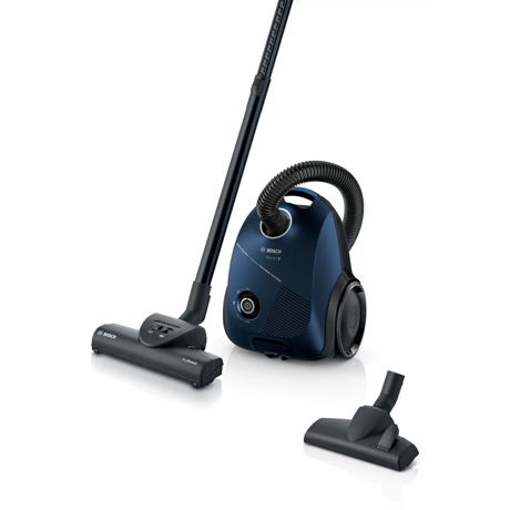Aspirator cu sac Bosch BGBS2BU1T, 850W, 3.5 L, Filtru igienic, Perie rotativă Turbo, Duza spatii inguste, Albastru