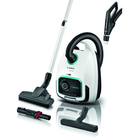 Aspirator cu sac Bosch BGL6HYG1, 600W, 4L, Perie multifunctionala, Filtru UltraAllergy, Sistemul PowerProtect, Remote power control, Alb