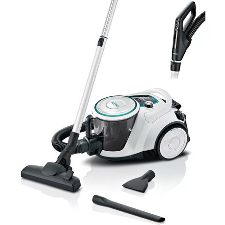 Aspirator fara sac Bosch ProHygienic BGS41HYG1, 550W, 2.4 L, Perie covoare si podele, SmartSensor Control, Alb