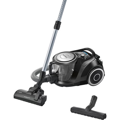Aspirator fără sac Bosch ProSilence BGS41SIL66, 600W, 2.4 L, Filtru igienic HEPA lavabil, Perie standard, Perie locuri inguste, Duza tapiterie, Negru