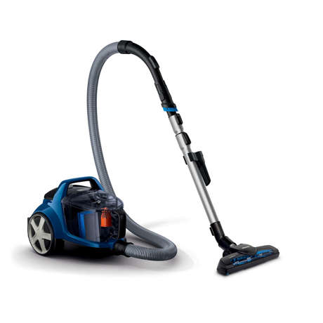 Aspirator fara sac Philips PowerPro Active FC9533/09, PowerCyclone 4, 750W, 1.7l, TriActive+, Duză de aspirare pentru podele dure, Perie Turbo Brush Animal, Albastru