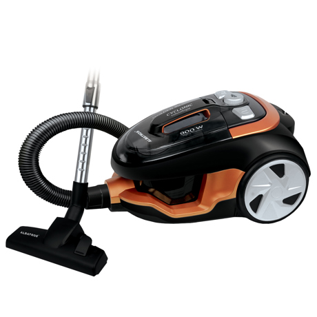 Aspirator fără sac Albatros Golden 90 Eco, 900 W, 2.5 L, Filtre HEPA, Tub metalic telescopic, Perie pentru covoare şi podele, Negru/rosu/auriu