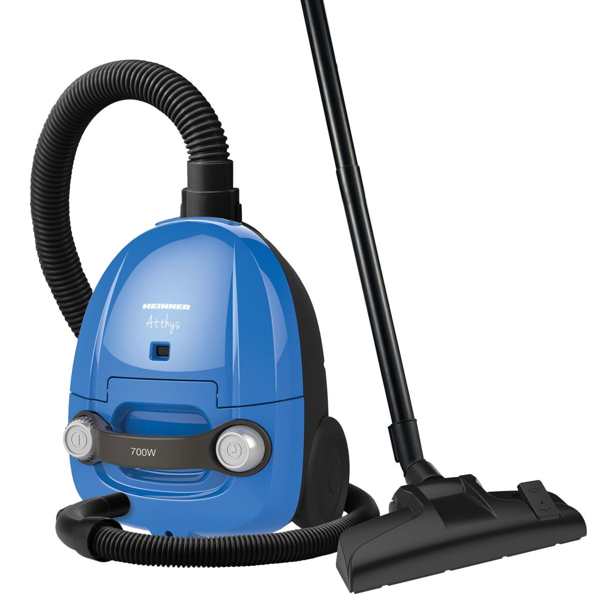 Aspirator cu sac Heinner HVC-M700BL, 700 W, Sac hartie, 1.5 L, Tub plastic, Albastru