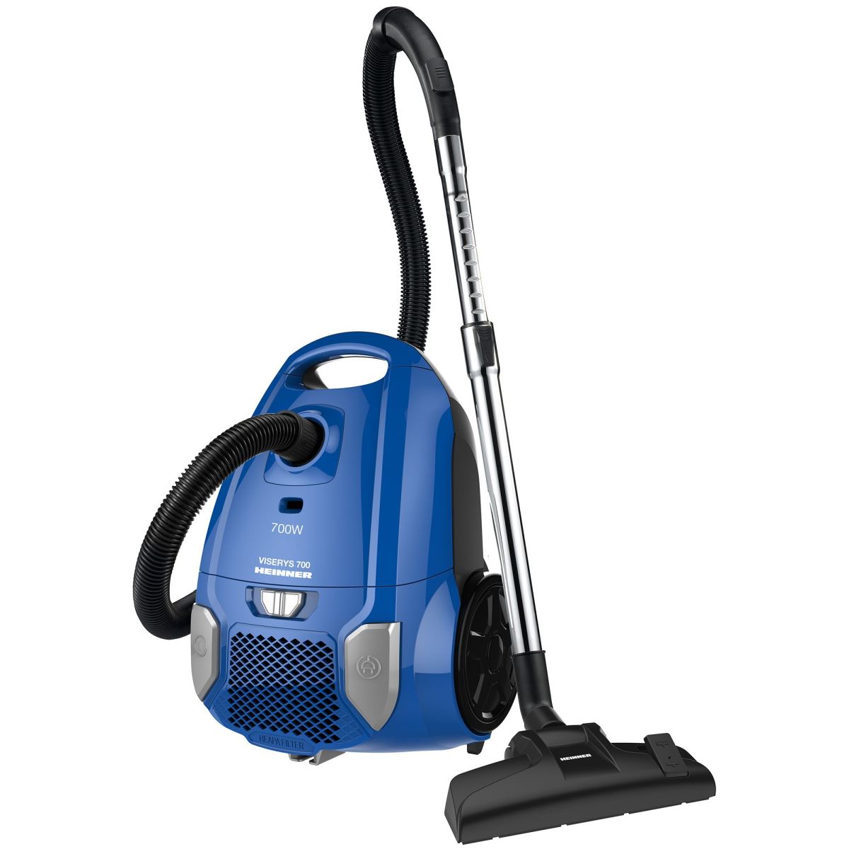 Aspirator cu sac Heinner HVC-MBL1400-V2, 700 W, 3 L, Putere variabila, Filtru Hepa, Albastru