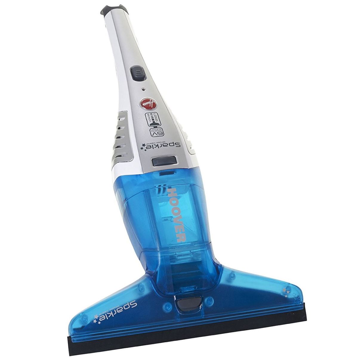 Aspirator de geamuri Hoover Jive JWC60B6, 6 V, 0.1L, Autonomie 25 min., Acumulator NiMh, Alb/Albastru