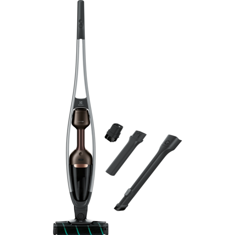 Aspirator vertical Electrolux Pure Q9-P PQ91-P50MB, 25.2 V, 0.3 L, Autonomie 14/53 minute, Perie electrica, Filtru lavabil Progressive, Bronz mahon
