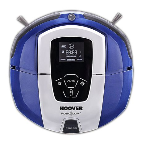 Aspirator robot Hoover RoboCom3 RBC050/1 011, Li-Ion, Aut. 90 min, 0.5 L, 2 perii laterale, LCD, 9 Programe, Ultra Slim, Albastru 39001442