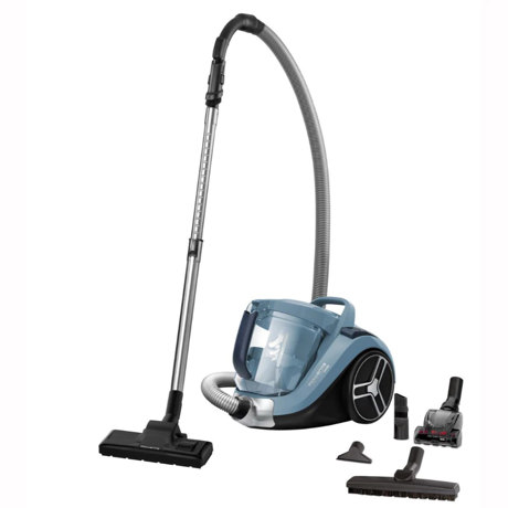 Aspirator fara sac Rowenta Compact Power XXL RO4871EA, 550 W, 2.5 L, 3 nivele de filtrare, Perie Parquet Softcare, Perie Mini Turbo, Gri