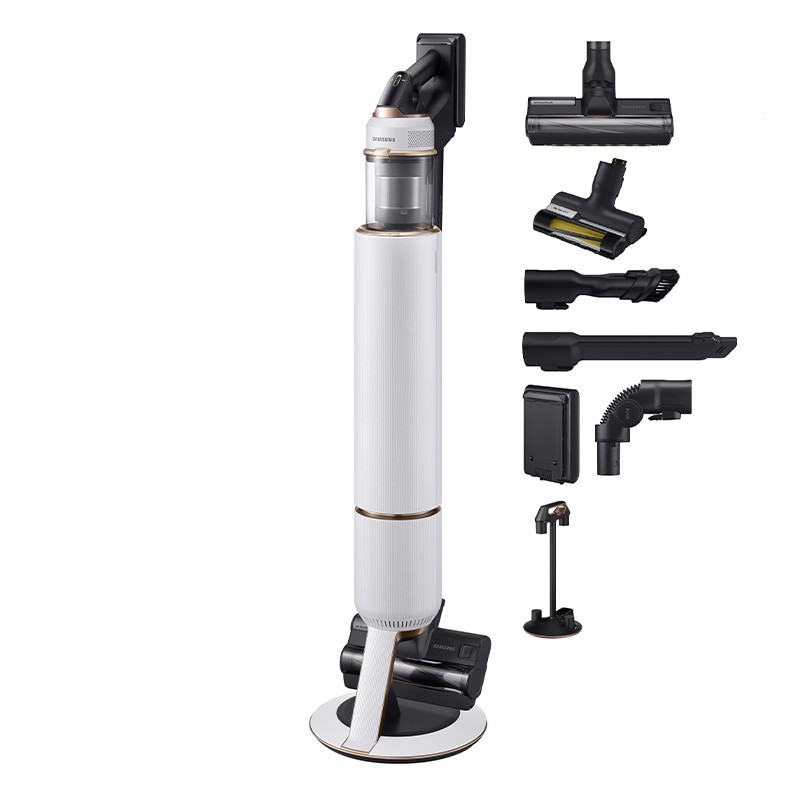 Aspirator vertical Bespoke Jet One Pet VS20A95823W/GE, 0.5 L, 25.2 V, 580W, All in One Clean Station™, Digital Inverter, Perie Jet Dual, Perie PET, Aut. max 60 min, Alb