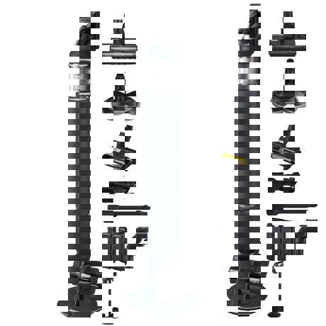 Aspirator vertical Bespoke Jet One Pro Extra VS20A95973B/GE, 0.5 L, 25.2 V, 580W, All in One Clean Station™, Digital Inverter, Perie Jet Dual, Perie PET, Perie Mop Spray Spinning Sweeper, Aut. max 120 min doua baterii, Albastru
