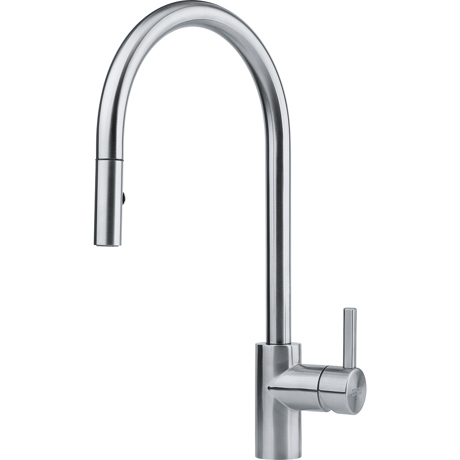 Baterie Franke Eos Neo, Extractibil, Jet dublu, Monocomanda, Inox satinat 115.0590.045