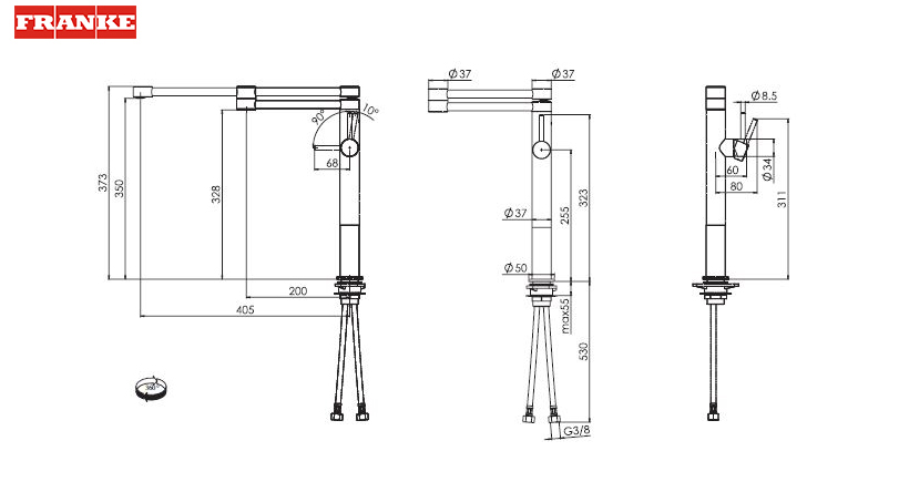 Baterie Franke Pescara Pot Filler crom 115.0469.764