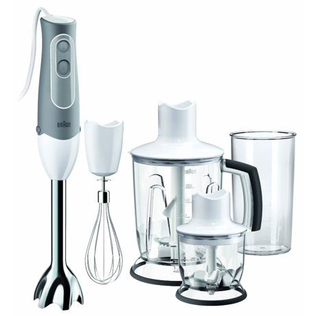Blender Braun MQ 545 Aperitif, 600 W, Pasator PowerBell, Blender 1.25 l, Tocator 0.35 ml, Tel, Vas gradat, 2 Viteze, Alb/Gri