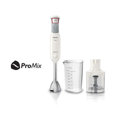 Blender de mana Philips Avance Collection Pro Mix HR1641/00, 700 W, Speed Touch + Turbo, 600 ml, Minitocator 300 ml, Alb