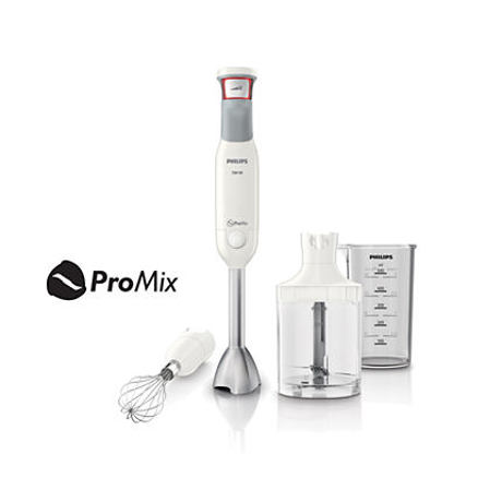 Blender de mana Philips Avance Collection ProMix HR1643/00, 700 W, Speed Touch + Turbo, 600 ml, Tocator 1 l, Alb