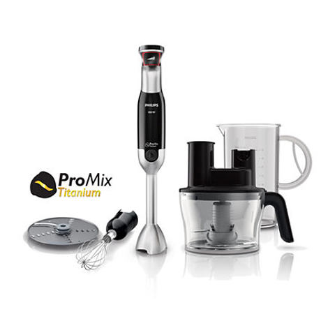 Blender de mana Philips Avance Collection HR1677/90, 800 W, Viteza variabila, Functie Turbo, Mini robot de bucatarie, Tel, Negru