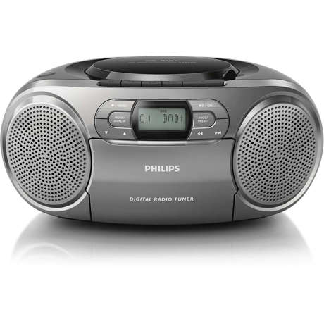 Microsistem audio Philips AZB600/12, 2X1 RMS, Tuner FM, CD, Caseta, DAB, AUX, Display LCD, Argintiu