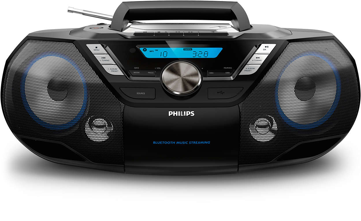 Microsistem audio Philips AZB798T/12, 12 W, Tuner FM, CD, Caseta, DAB+, USB, Bluetooth, Display LCD, Negru