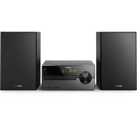 Microsistem muzical Philips BTB2515/12, 15 W, Radio, DAB/DAB+, Bluetooth, Woofer, Display, Sistem de boxe Bass Reflex, Negru