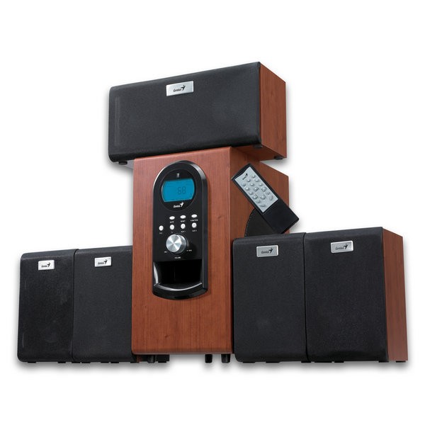 Boxe Genius SW-HF5.1 6000 Wood, 200W(Subwoofer 100W+5 sateliti*20W), Telecomanda, LCD Display, 6000W PMPO, 31730022101