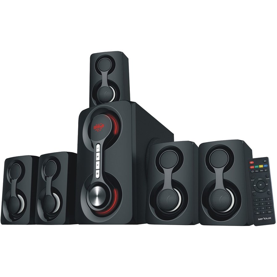 Boxe Serioux SRXS-51105W SoundRise, 5.1, 105W RMS, Subwoofer, Bluetooth, USB, AUX, SD, Radio FM, Negru, 