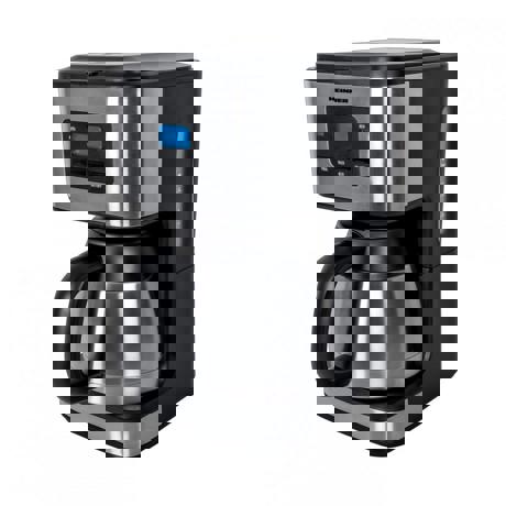 Cafetiera Heinner HCM-900XMC, 900W, 1L, Vas termos,Timer electronic, Negru/Inox