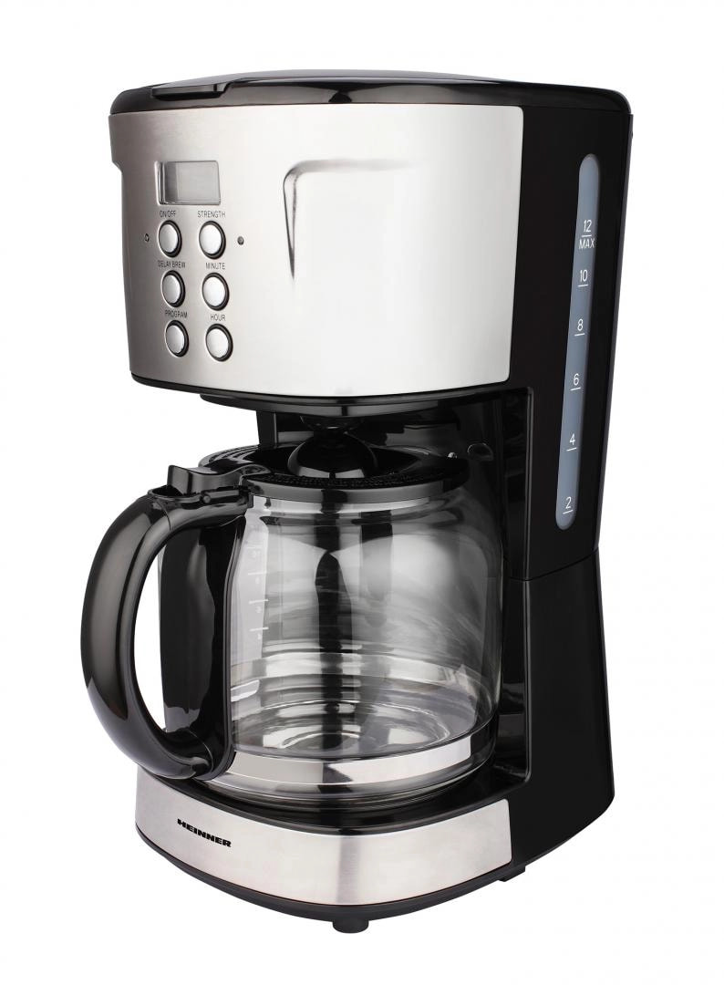 Cafetiera digitala Heinner Souremme HCM-D915BKS, 1.5 L, 900 W, Control electronic, Display LCD, Oprire automata, Negru/inox
