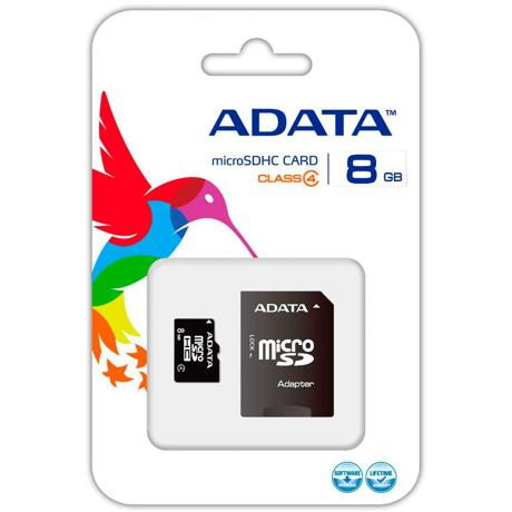 Micro SD Card ADATA 8Gb,AUSDH8GCL4-RA1 ,Clasa 4, cu adaptor SD