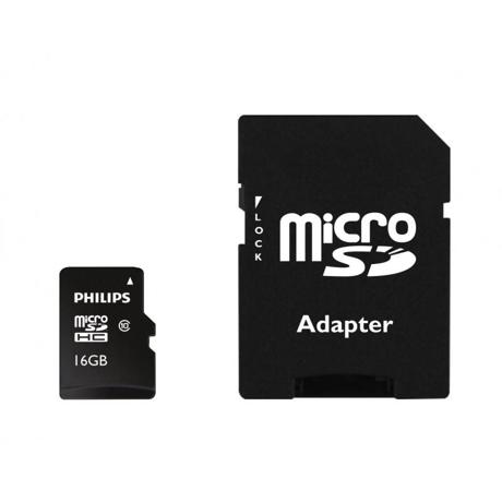 Micro SD Card Philips, 16GB, clasa 10, SDHC, adaptor sd