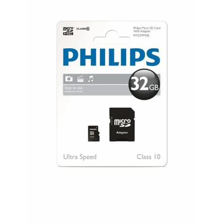 Micro SD Card Philips, 32GB, clasa 10, SDHC, adaptor sd