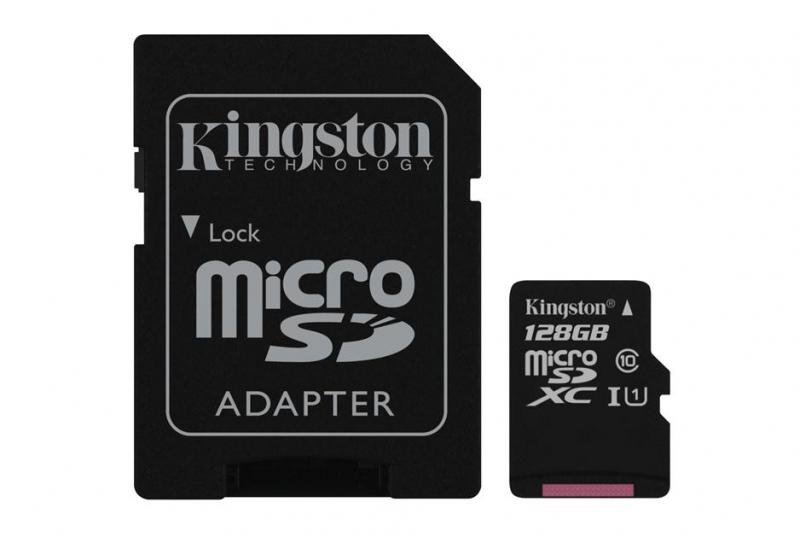 Card de memorie Micro SD Kingston, 128GB, SDC10G2/128GB, Clasa 10, cu adaptor SD