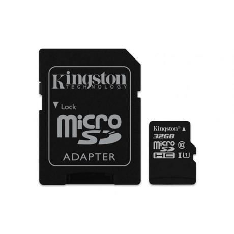 Card de memorie Micro SD Kingston, 32GB, SDC10G2/32GB, Clasa 10, cu adaptor SD
