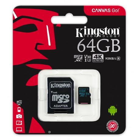Card de Memorie MicroSDXC Kingston, 64GB, CLASS 10 UHS-I, 45/10 MB/s, adaptor SD