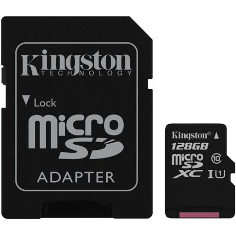 Card de Memorie MicroSDXC Kingston Canvas Select 80R, 128GB, Clasa 10 UHS-I, 80/10 MB/s, adaptor SD