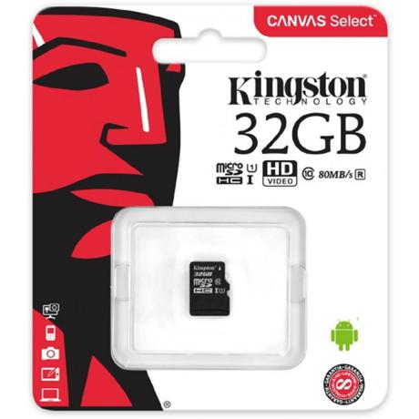 Card de Memorie MicroSDXC Kingston Canvas Select 80R, 32GB, Clasa 10 UHS-I, 80/10 MB/s