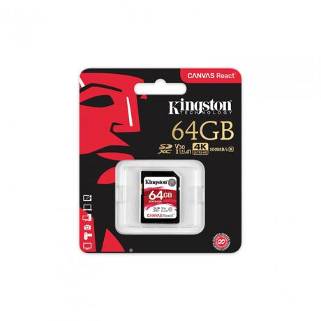 Card de Memorie SDXC Kingston 64GB, Clasa 10, UHS-I, 100MB/s read 80MB/s write