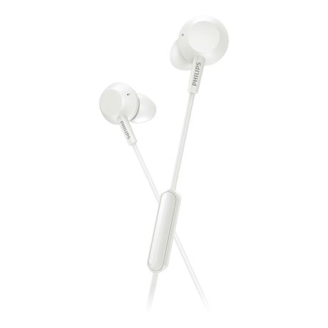 Casti in-ear cu fir Philips TAE4105WT/00, Microfon, Lungime cablu 1.2 m, Conector 3.5 mm, Alb