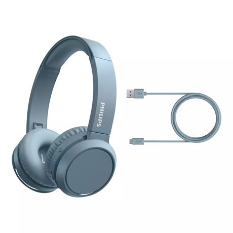 Casti wireless supraauriculare Philips TAH4205BL/00, Bluetooth v5.0, Bass Boost, Microfon, Pliabile, Redare 29 ore, Albastru