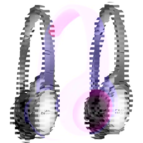 Casti audio wireless pentru copii Philips TAKH402PK/00, Bluetooth v5.0, microfon, redare 20h, Mov/Roz