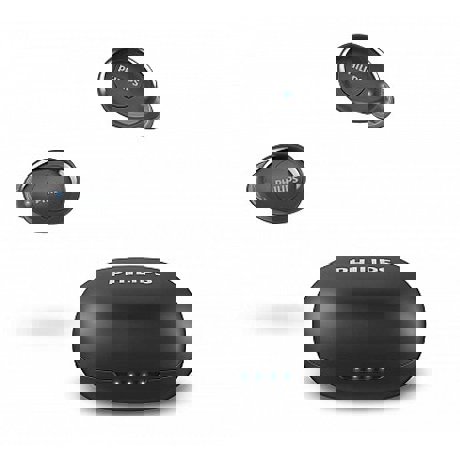 Casti audio wireless Philips TAUT102BK/00, in-ear, Bluetooth, izolare fonica, redare 10 h, anularea zgomotului si ecoului, toc incarcare portabil, buton multifunctional, Negru