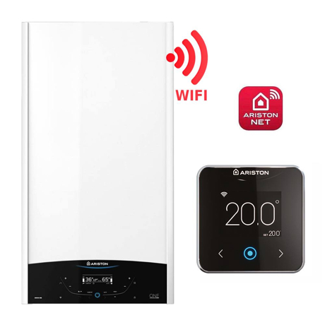 Centrala termica in condensatie Ariston Genus One Net 24, Functie Auto, Functie Confort, Display tactil, Termostat CUBE S NET Wi-Fi inclus, 24 kw, Alb 3301113