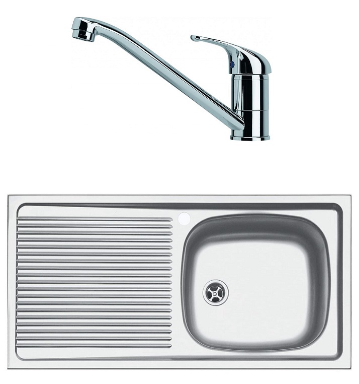 Pachet Franke 101.0636.551, Chiuveta ESN 611-86, 86.x43.5 cm, Cuva dreapta, Inox lucios + Baterie Basic Crom