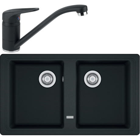 Pachet Franke 114.0660.114 chiuveta fragranite BFG 620, 860x500mm, + baterie Novara Plus, Negru