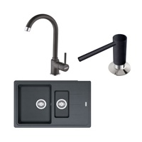 Pachet Franke 114.0660.691, Chiuveta BFG 651-78, 780x500mm, + Baterie Pola 1.0 + Dozator sapun, Negru