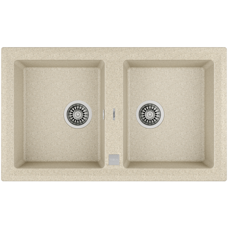 Chiuvetă Teka STONE STONE 90B TG 2B, 2 cuve, 86x51 cm, Suprafaţă extrem de rezistentă la impact, Tegranit, Sand beige, 115260009