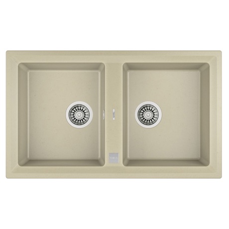 Chiuvetă Teka STONE STONE 90B TG 2B, 2 cuve, 86x51 cm, Suprafaţă extrem de rezistentă la impact, Tegranit, Topaz beige, 115260011