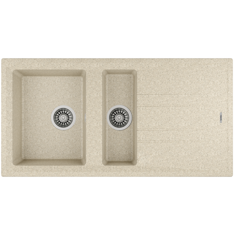 Chiuvetă Teka STONE 60B TG 1 1/2B 1D, 2 cuve (Cuvă+ Cuvă auxiliară), 100x51 cm, Suprafaţă extrem de rezistentă la impact, Tegranit, Sand beige, 115360009